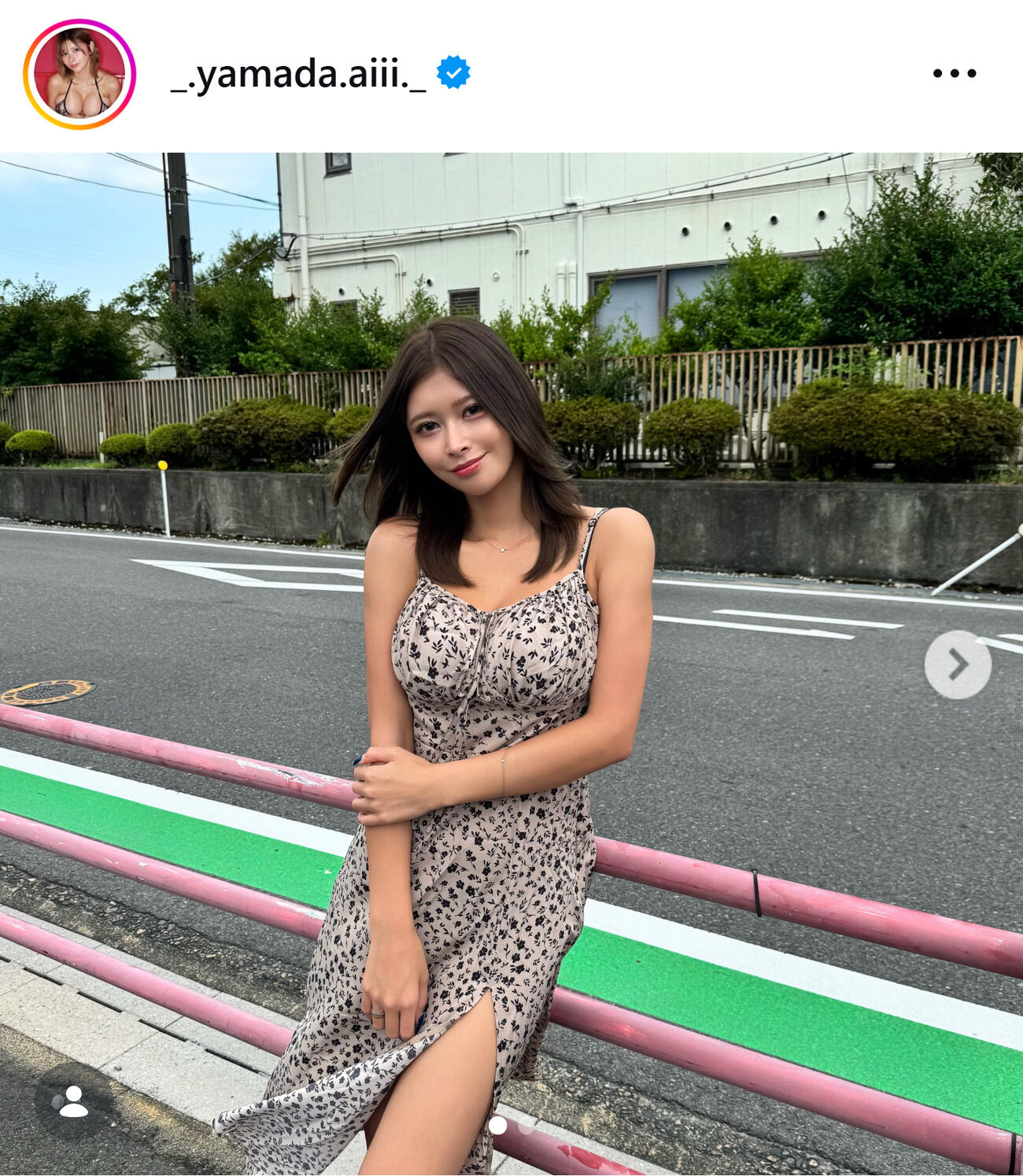 キャミワンピ姿の山田あい（山田あいのインスタグラムから）