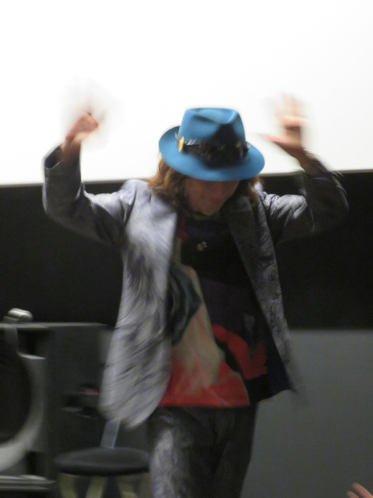 映画「残響のメロディ　魂の放浪者ニコ、最後の旅路」上映後トークイベントに登壇したダイアモンド☆ユカイ（撮影・村上幸将）
