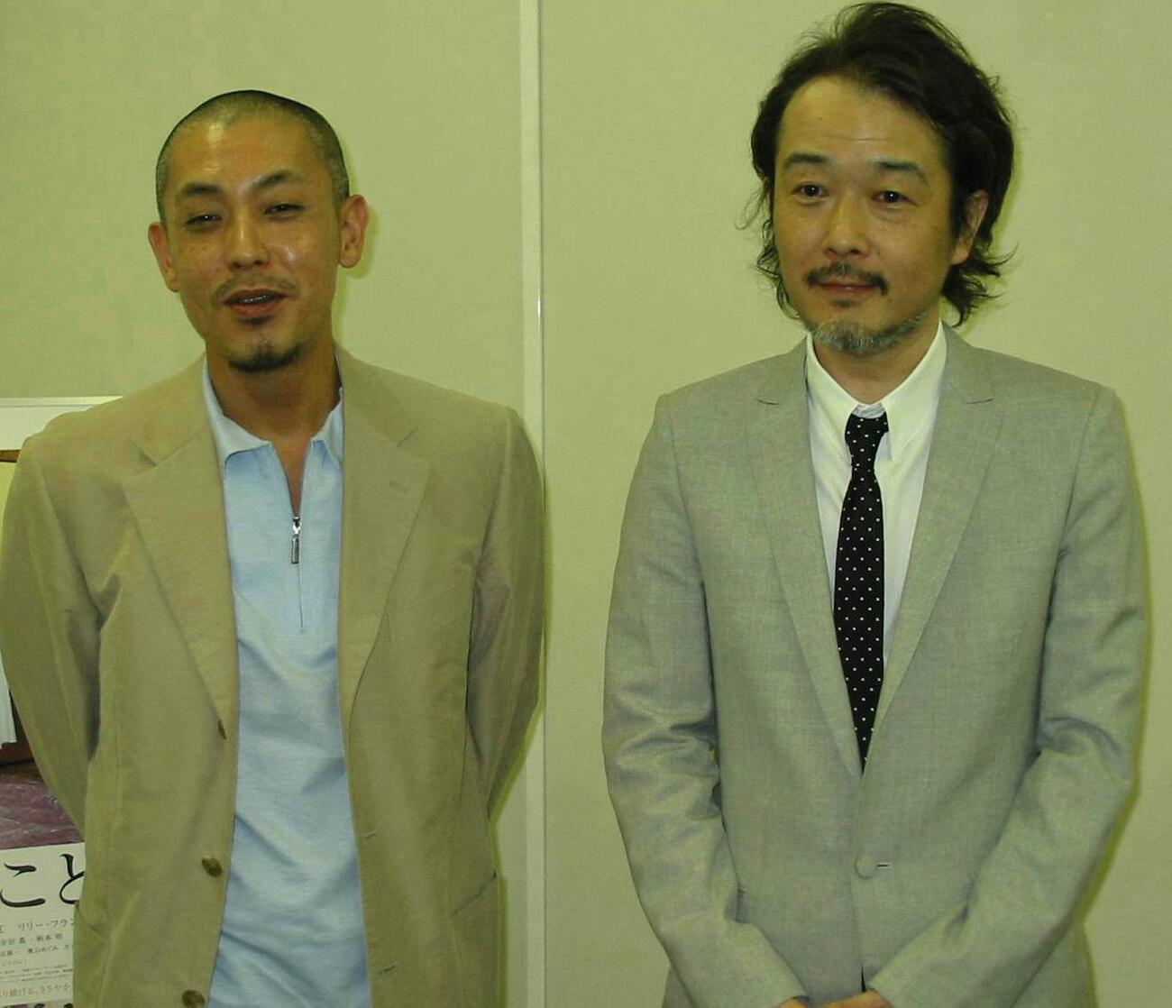 2008年5月、6年ぶりの映画「ぐるりのこと。」を撮った橋口亮輔監督（左）と映画初主演のリリー・フランキー