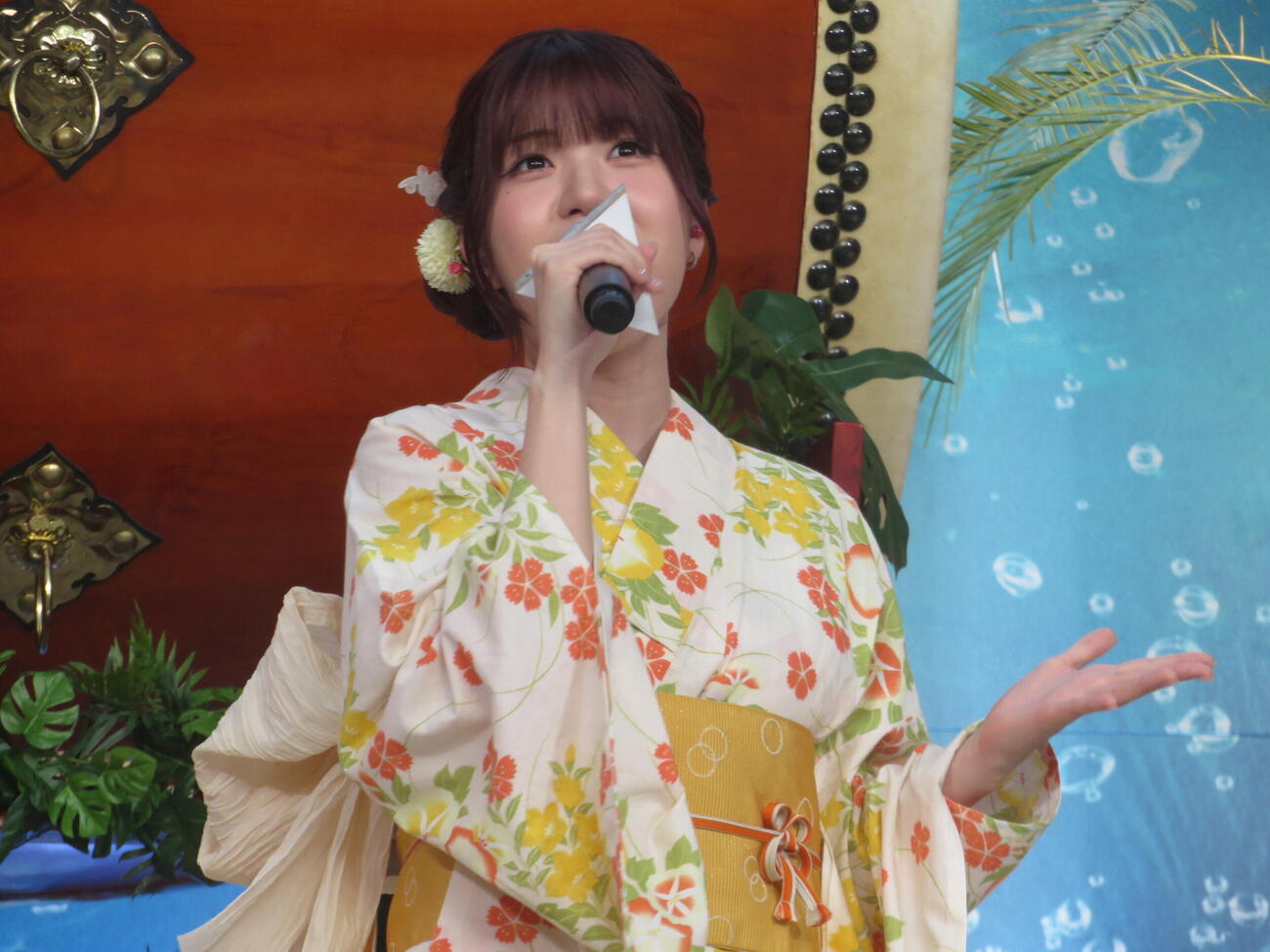 映画「モアナと伝説の海」日本語吹き替え版の主題歌を生歌唱するME:IのTSUZUMI（撮影・川田和博）