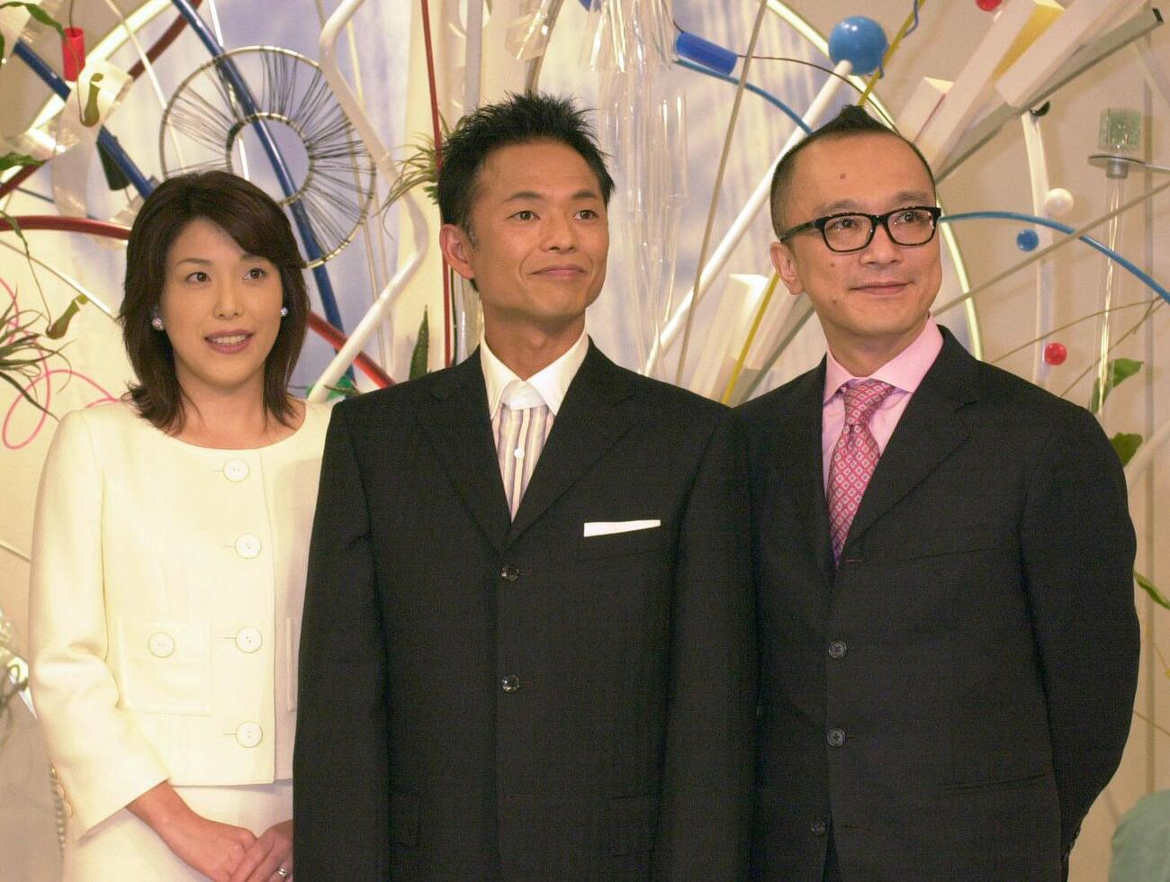 とってもインサイトキャスター左から長岡杏子、恵俊彰、山田五郎さん（2004年9月撮影）