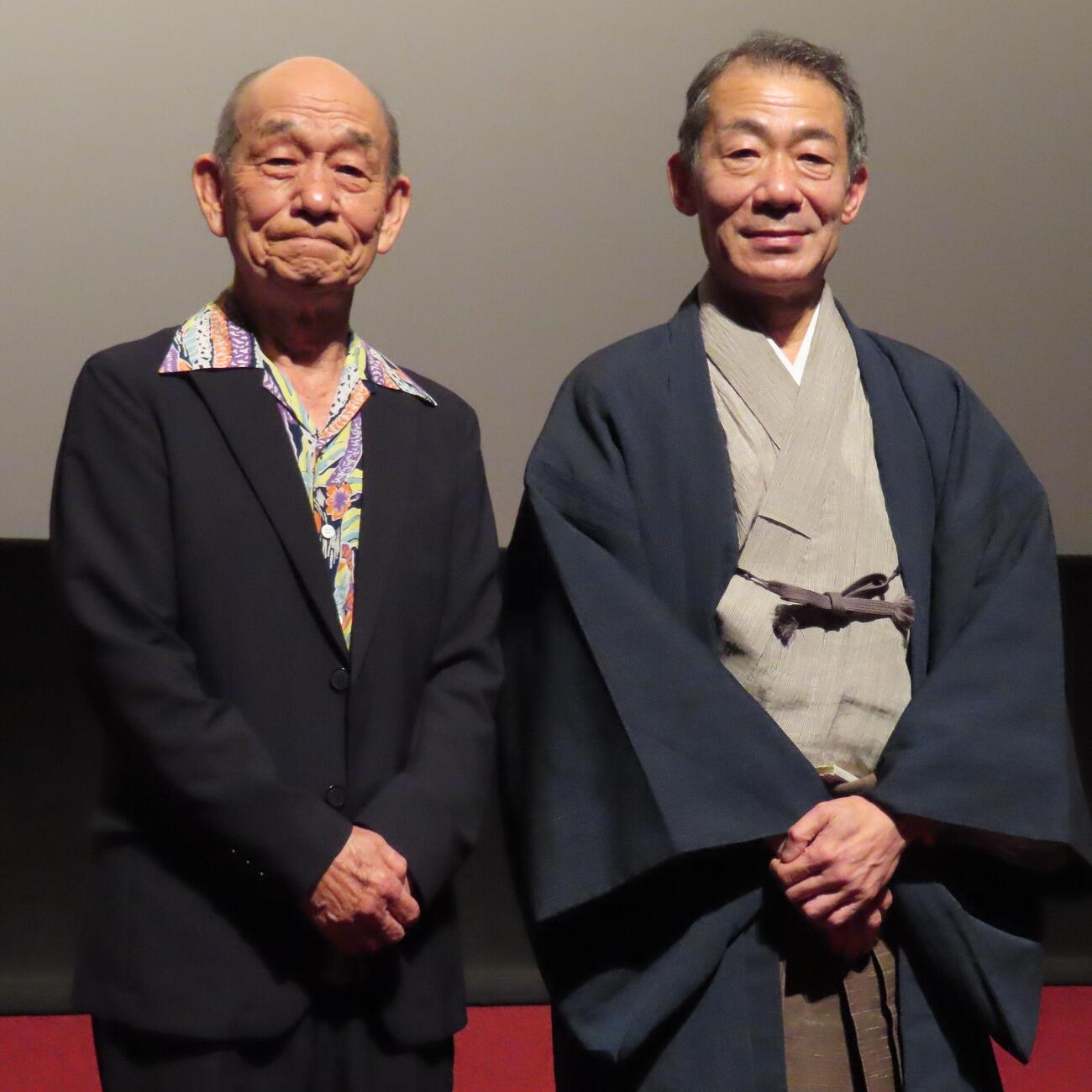 シネマ歌舞伎「らくだ」トーク付き上映に出席した笹野高史（左）、片岡市蔵