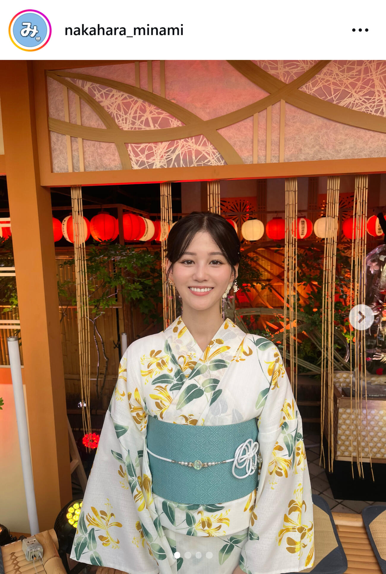 浴衣姿のテレ東中原みなみアナ（中原みなみアナのインスタグラムから）