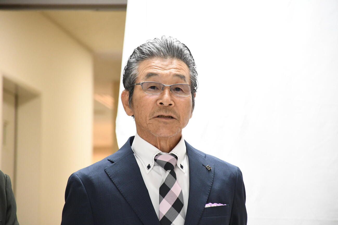 吉本新喜劇GM定例会見に出席した間寛平GM（撮影・阪口孝志）
