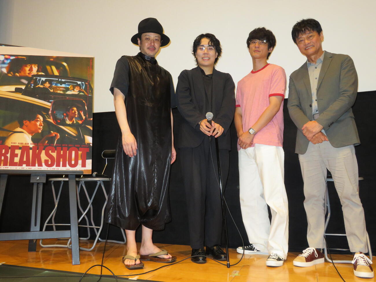 短編映画「BREAK SHOT」劇場公開記念トークイベントに登壇した、左からオダギリジョー、くるま、高良健吾、神保悟志（撮影・村上幸将）