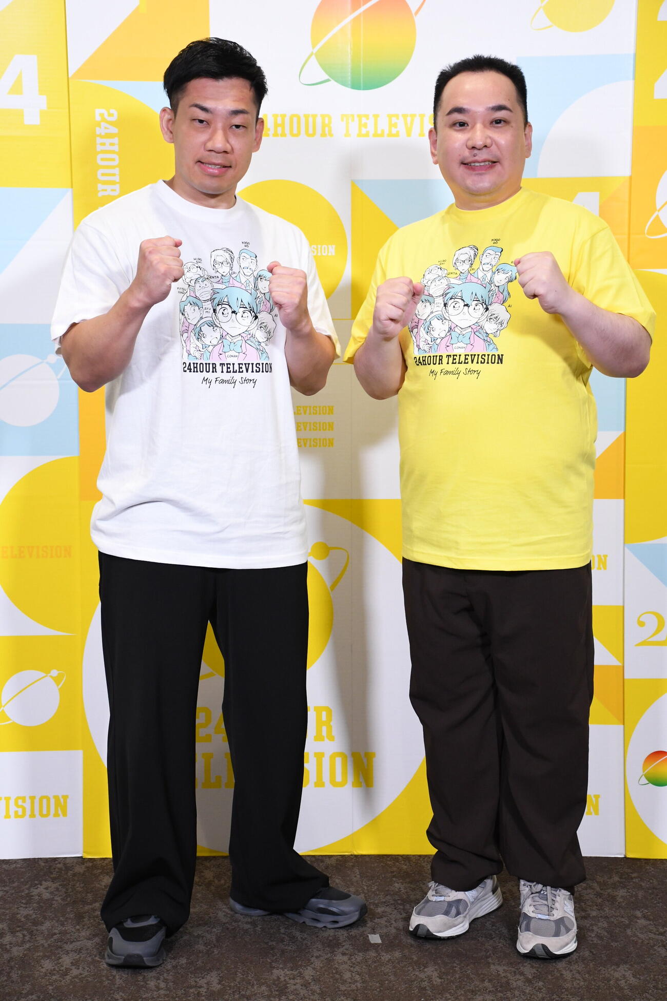 「24時間テレビ」ytvパートの司会を務めるミルクボーイ駒場孝志（左）と内海崇（撮影・阪口孝志）