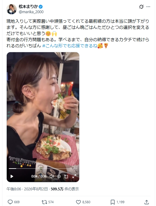 松本まりかのXから