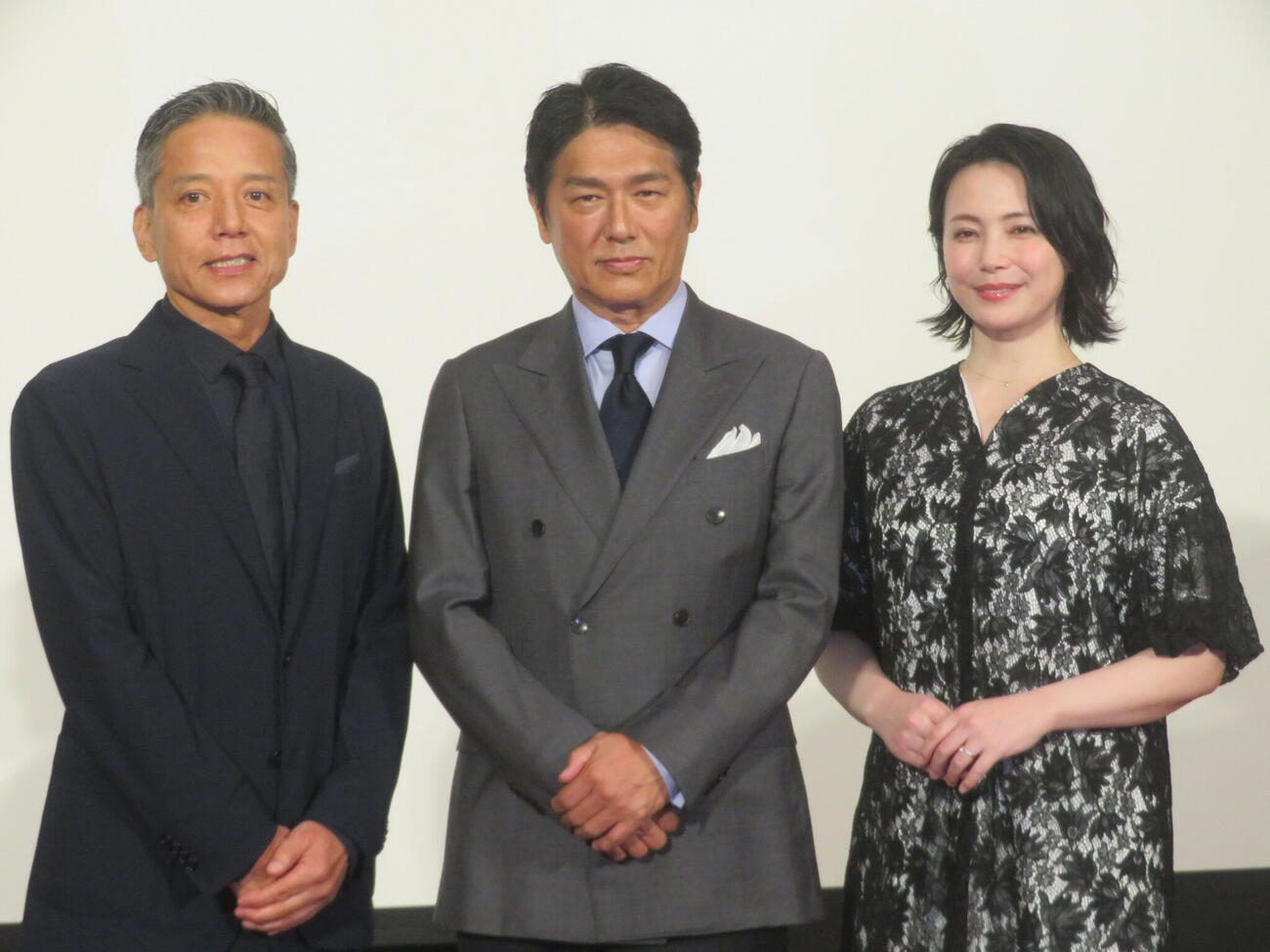 BS時代劇「大岡越前9」取材会に出席した、左から勝村政信、高橋克典、美村里江（撮影・川田和博）