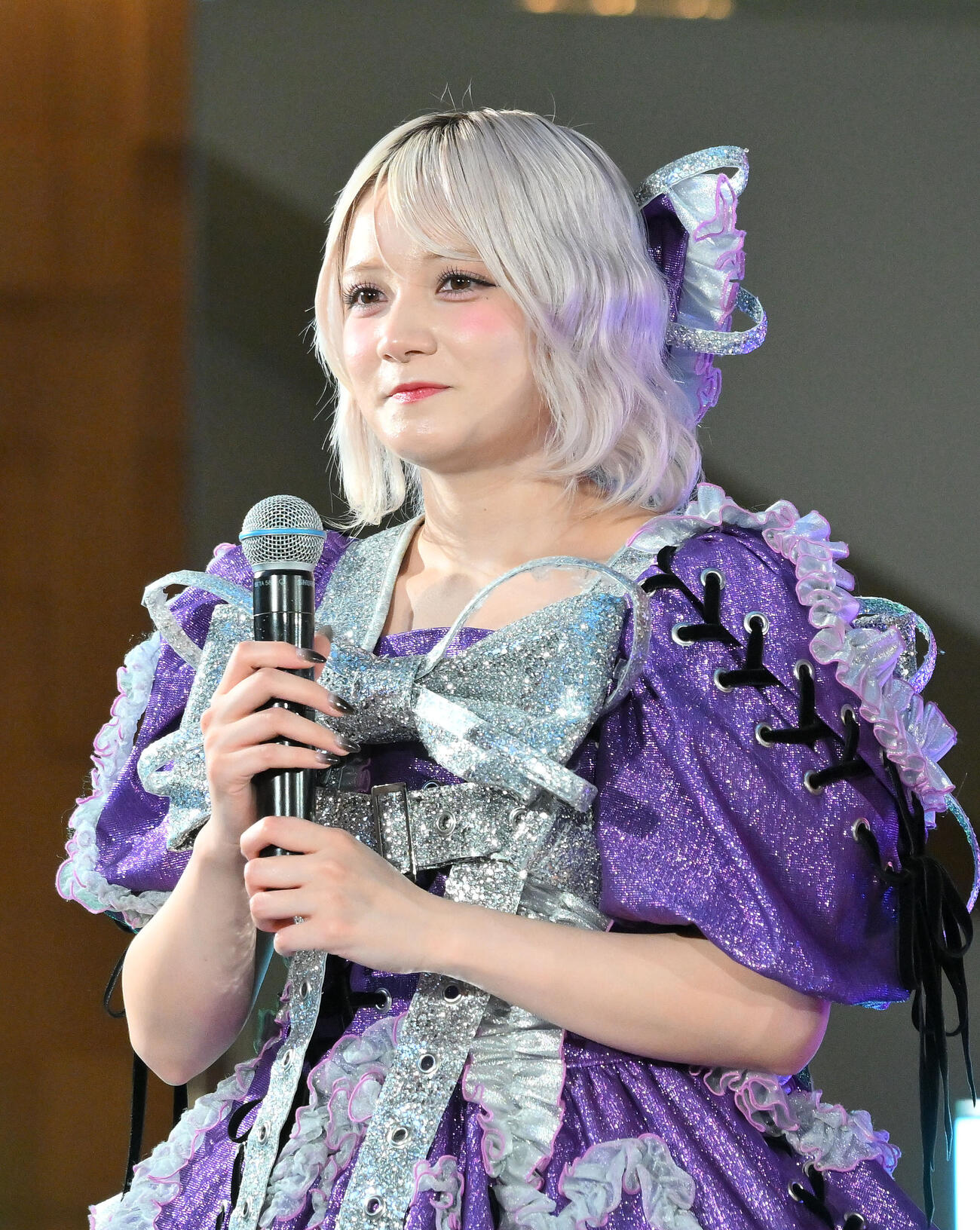 「ひんやりKITTE」オープニングセレモニーに臨むCANDY TUNEの宮野静（撮影・滝沢徹郎）