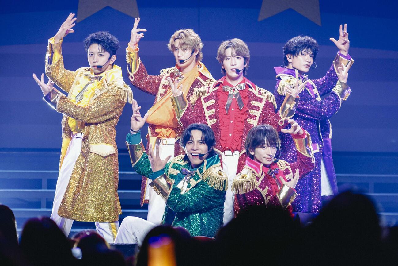 「MATSURI 2ndコンサートツアー～歌う門には福来る～」をスタートさせたMATSURI、前列左から、柳田優樹、小野寺翼、後列左から、橋爪健二、渡辺真、松岡卓弥、鈴木渉