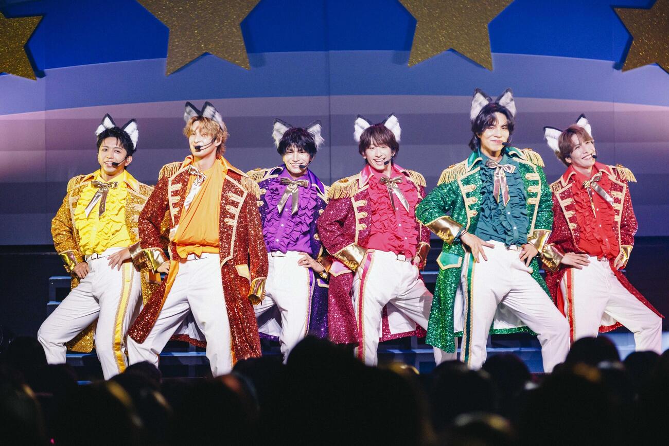 「MATSURI 2ndコンサートツアー～歌う門には福来る～」をスタートさせたMATSURI、左から、橋爪健二、渡辺真、鈴木渉、小野寺翼、柳田優樹、松岡卓弥