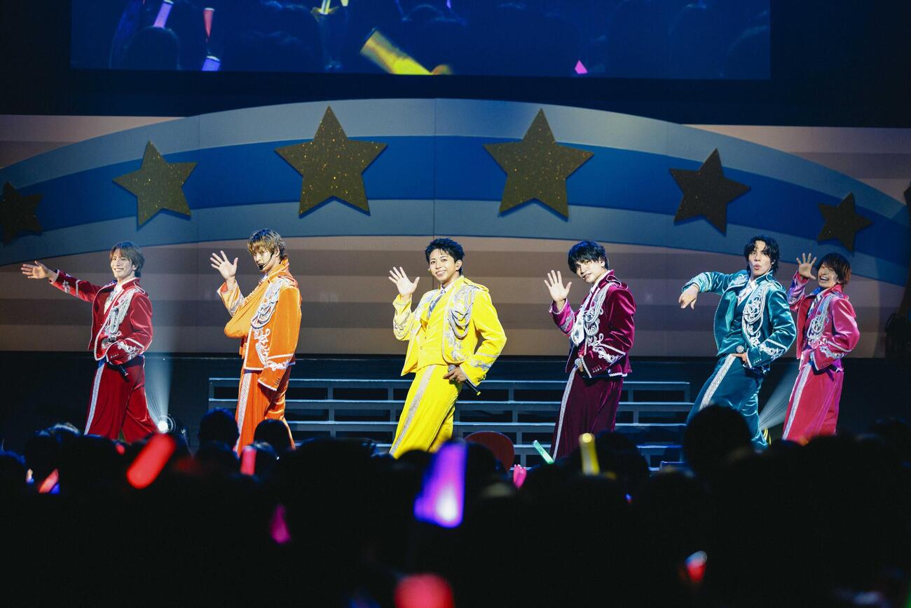 「MATSURI 2ndコンサートツアー～歌う門には福来る～」をスタートさせたMATSURI、左から、松岡卓弥、渡辺真、橋爪健二、鈴木渉、柳田優樹、小野寺翼