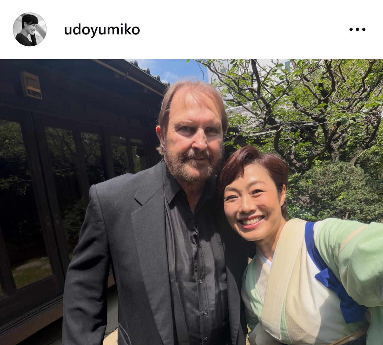 バース氏と有働由美子アナ（有働由美子のインスタグラムから）