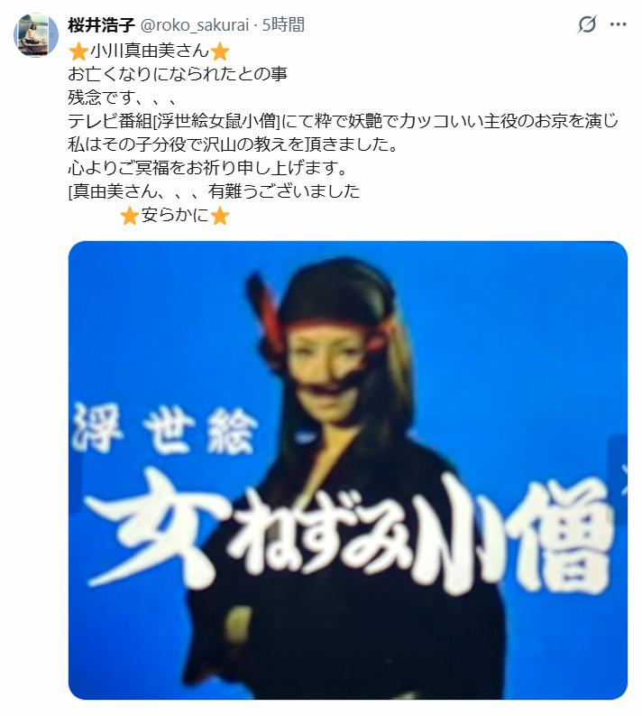 桜井浩子のXから