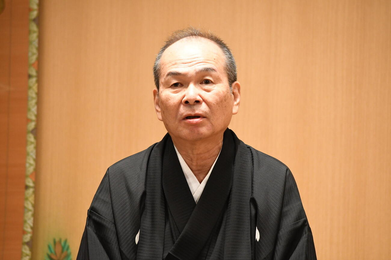 天満天神繁昌亭開場20周年記念公演の記者会見に出席した笑福亭仁智（撮影・阪口孝志）