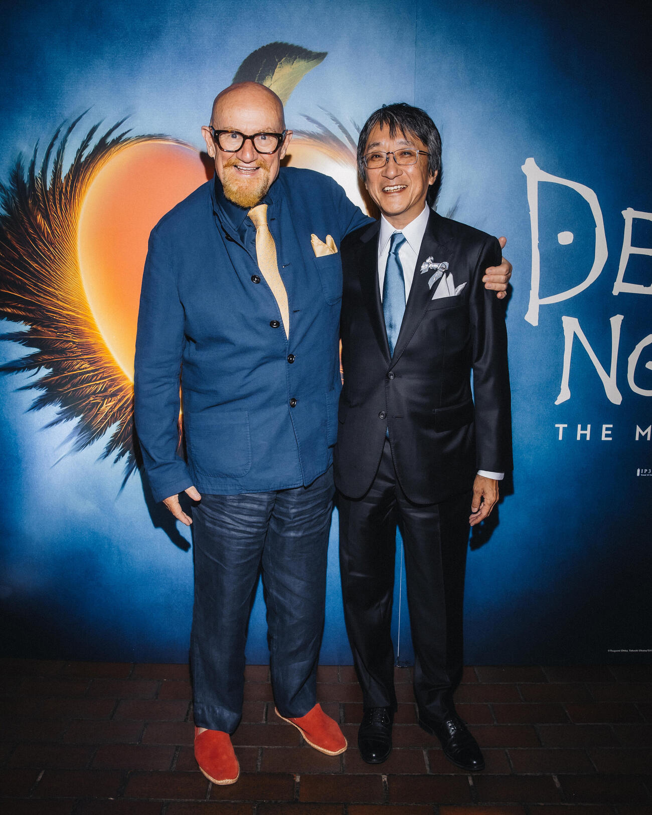 堀義貴ホリプログループ会長（右）と、「DEATH NOTE　：　The Musical」を共同プロデュースするトラファルガー・エンターテインメント共同CEO／クリエイティブ・ディレクターのハワード・パンター氏