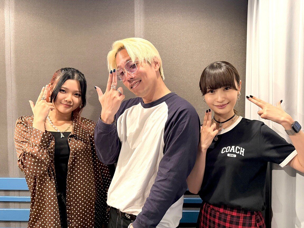 FM NACK5「ガチャ音！」に出演する、左から住田愛子、Den、望月琉叶