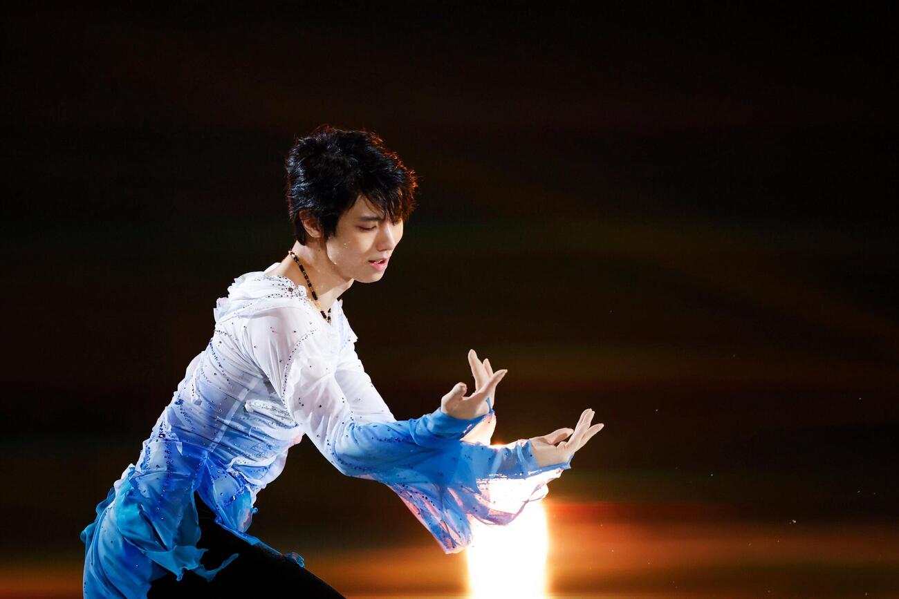 「NHK夏の音楽祭　うたであえたら　2026」で、ゆずの「幾重」に合わせたフィギュアスケートの振り付けを披露した羽生結弦さん