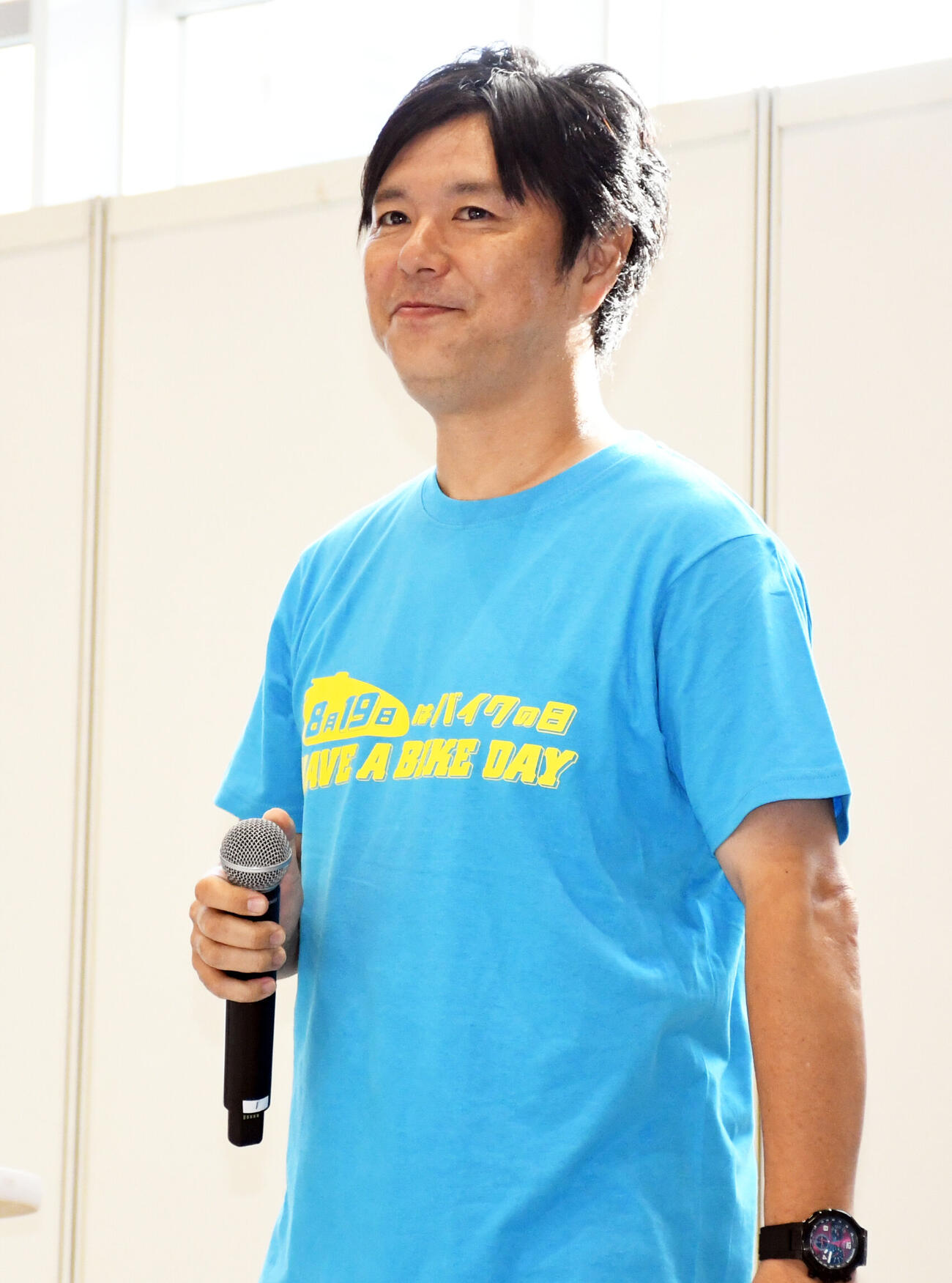 「8月19日はバイクの日　HAVE A BIKE DAY」のトークショーに出演した中野真矢氏（撮影・大友陽平）