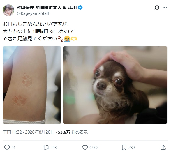 影山優佳のXから