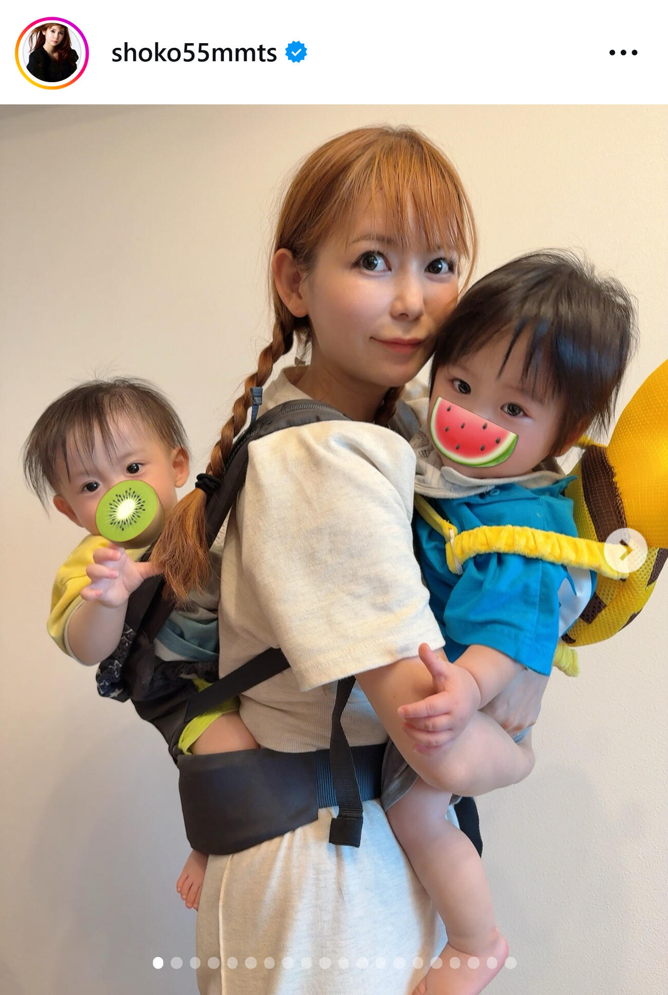 リアルおんぶに抱っこ（中川翔子のインスタグラムから）