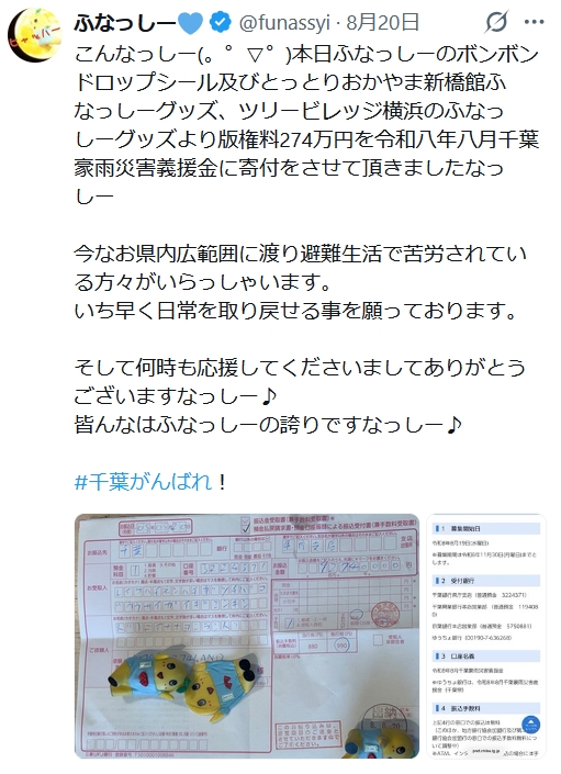 ふなっしーのXから