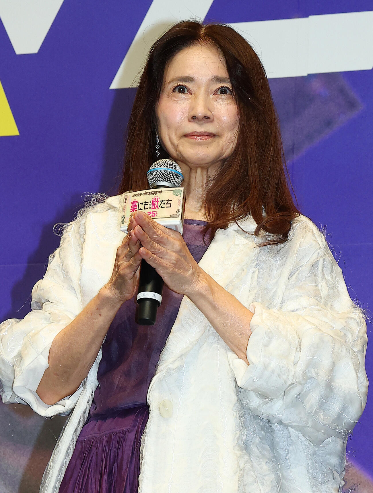 映画「藁にもすがる獣たち」完成披露舞台あいさつに登場した風吹ジュン（撮影・野上伸悟）