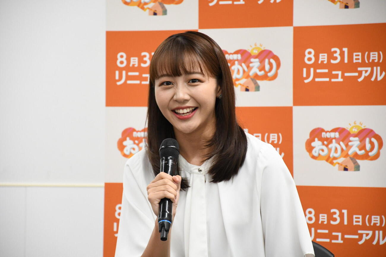 「newsおかえり」のリニューアル会見に出席したABCテレビの瀧口美咲アナ（撮影・阪口孝志）