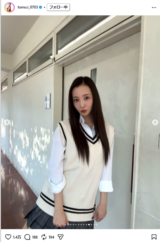 板野友美のインスタグラムから