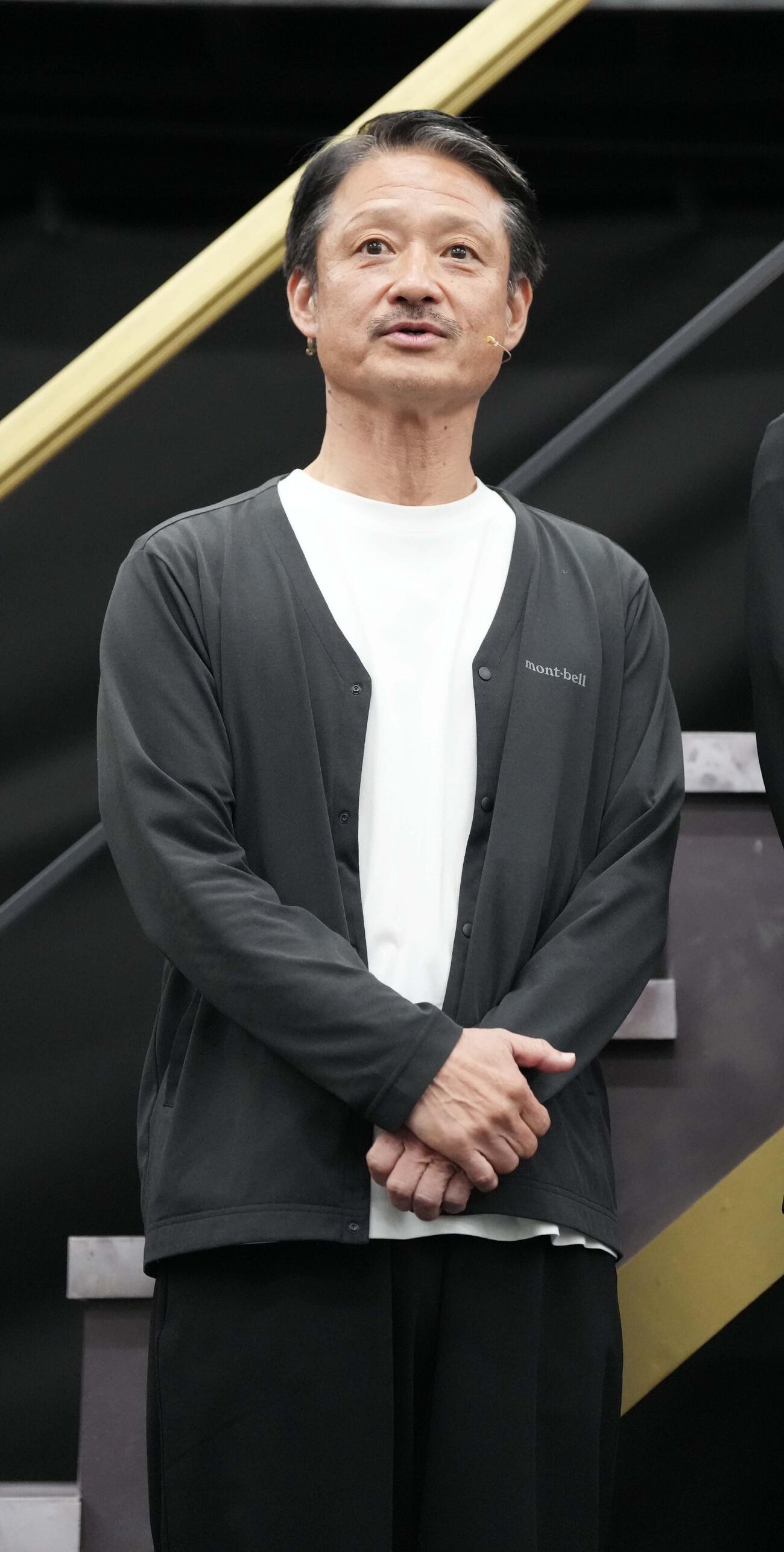 ミュージカル「民王」稽古場会見に臨む福田転球（撮影・小沢裕）