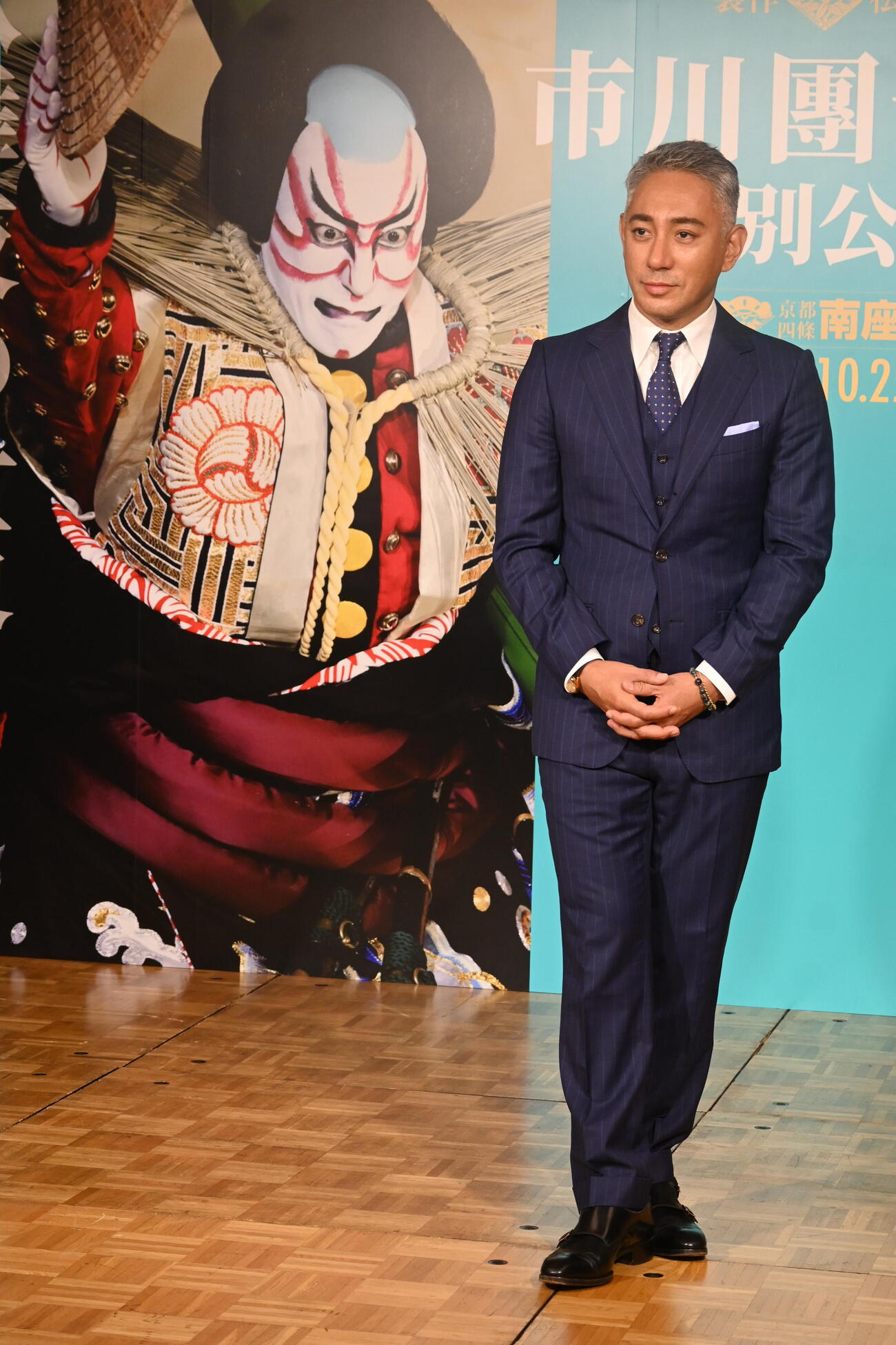 大阪市内で京都・南座10月公演すの取材会に出席した市川團十郎（撮影・松浦隆司）