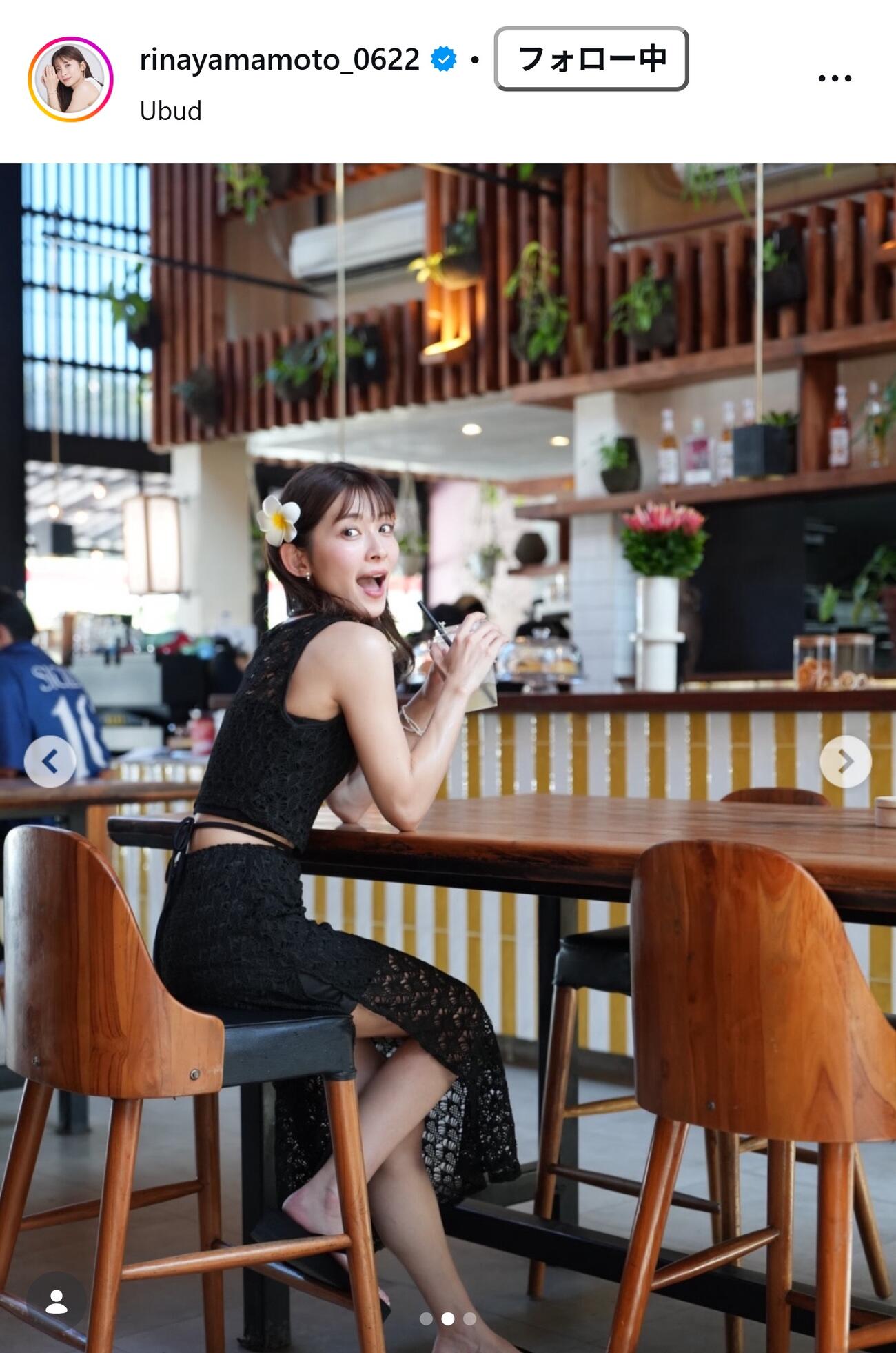 山本里菜アナのインスタグラムから
