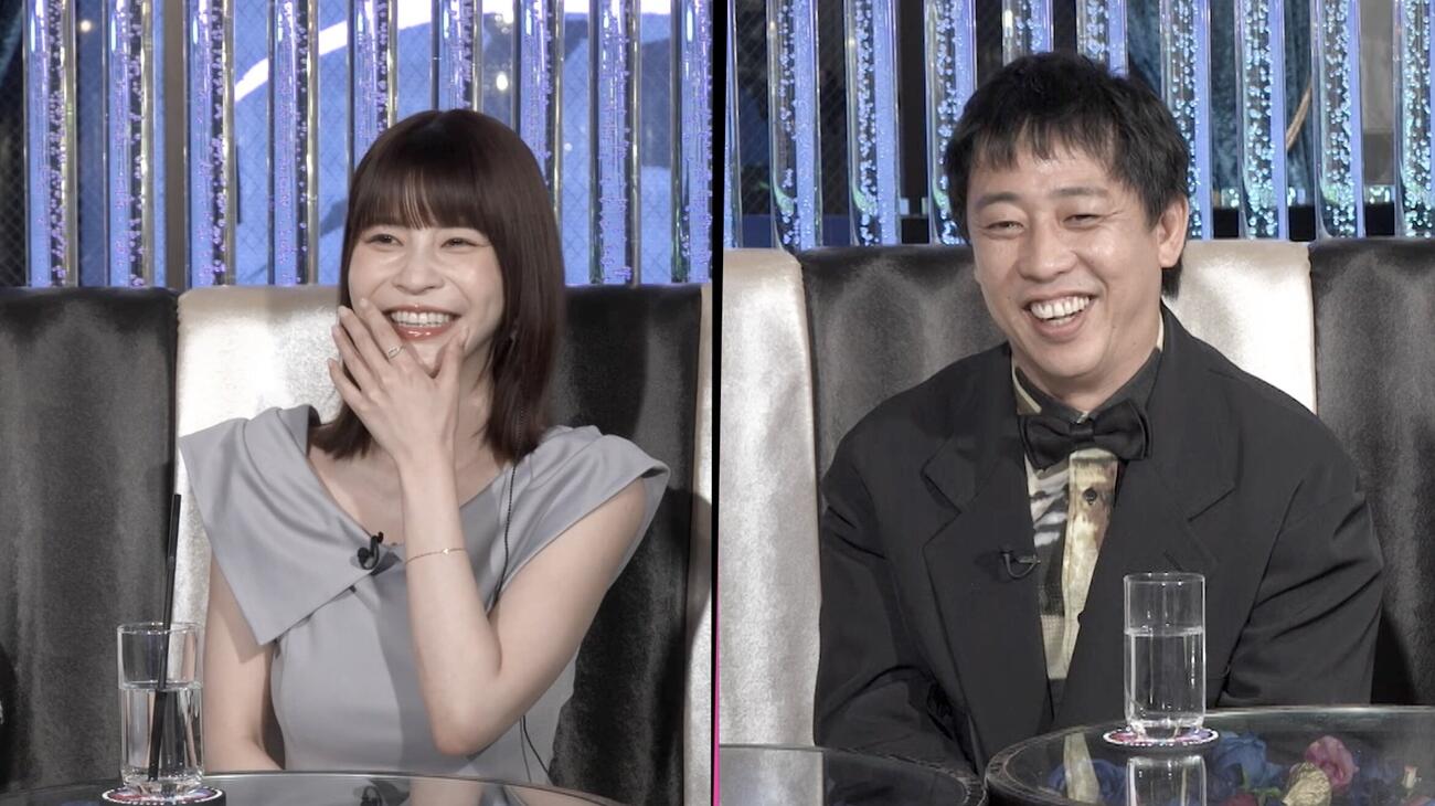 ABEMA「愛のハイエナseason6」＃8に出演した岸明日香（左）と森田哲矢（C）AbemaTV,Inc.