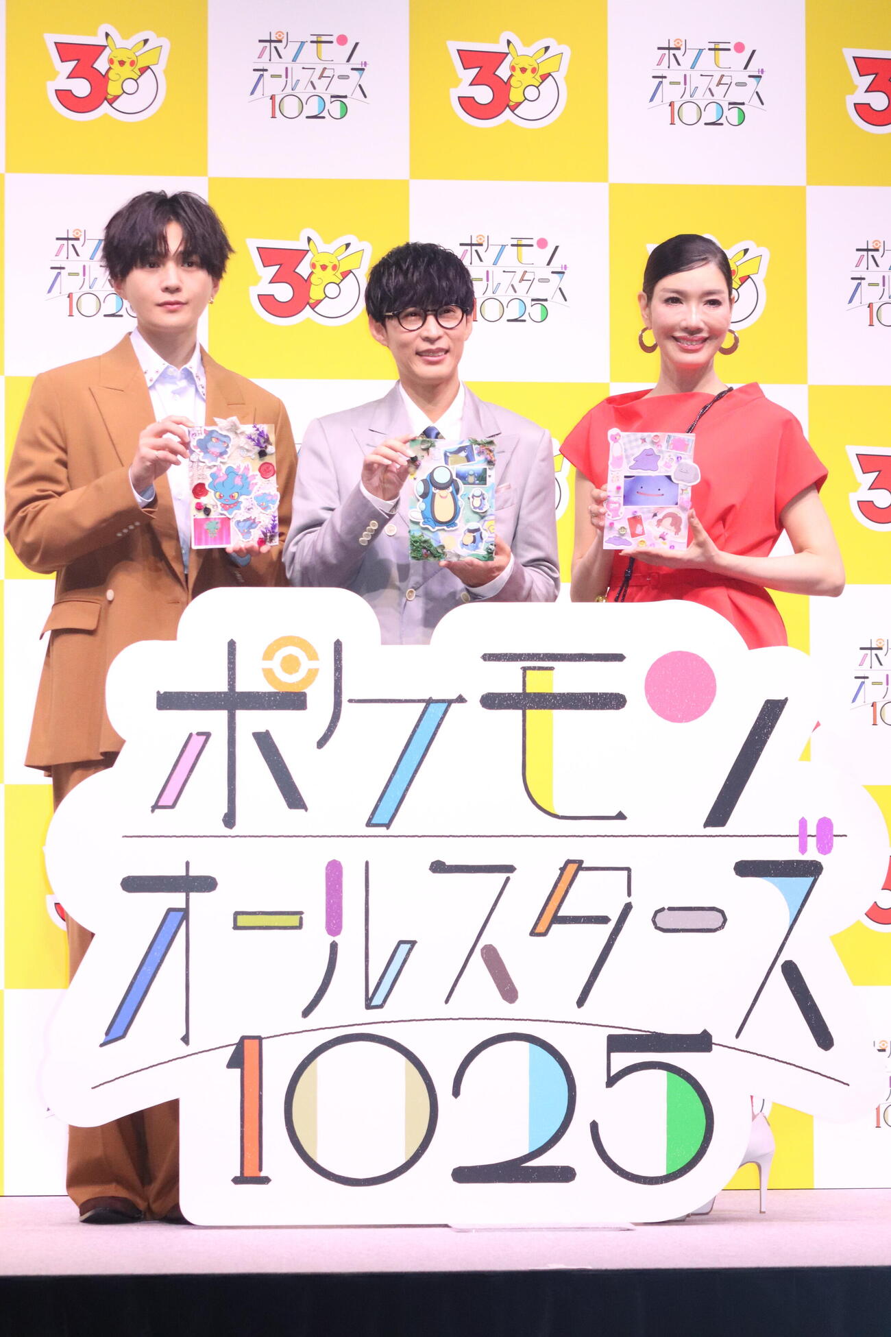 「ポケモンオールスターズ1025」ミュージックビデオ公開記念発表会に出席した、FANTASTICS八木勇征、オーイシマサヨシ、アンミカ