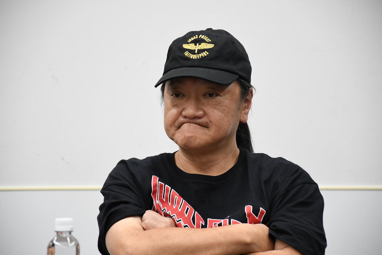 劇団新感線「髑髏城の七人　LAST STAND」の取材会に出席したいのうえひでのり氏（撮影・阪口孝志）
