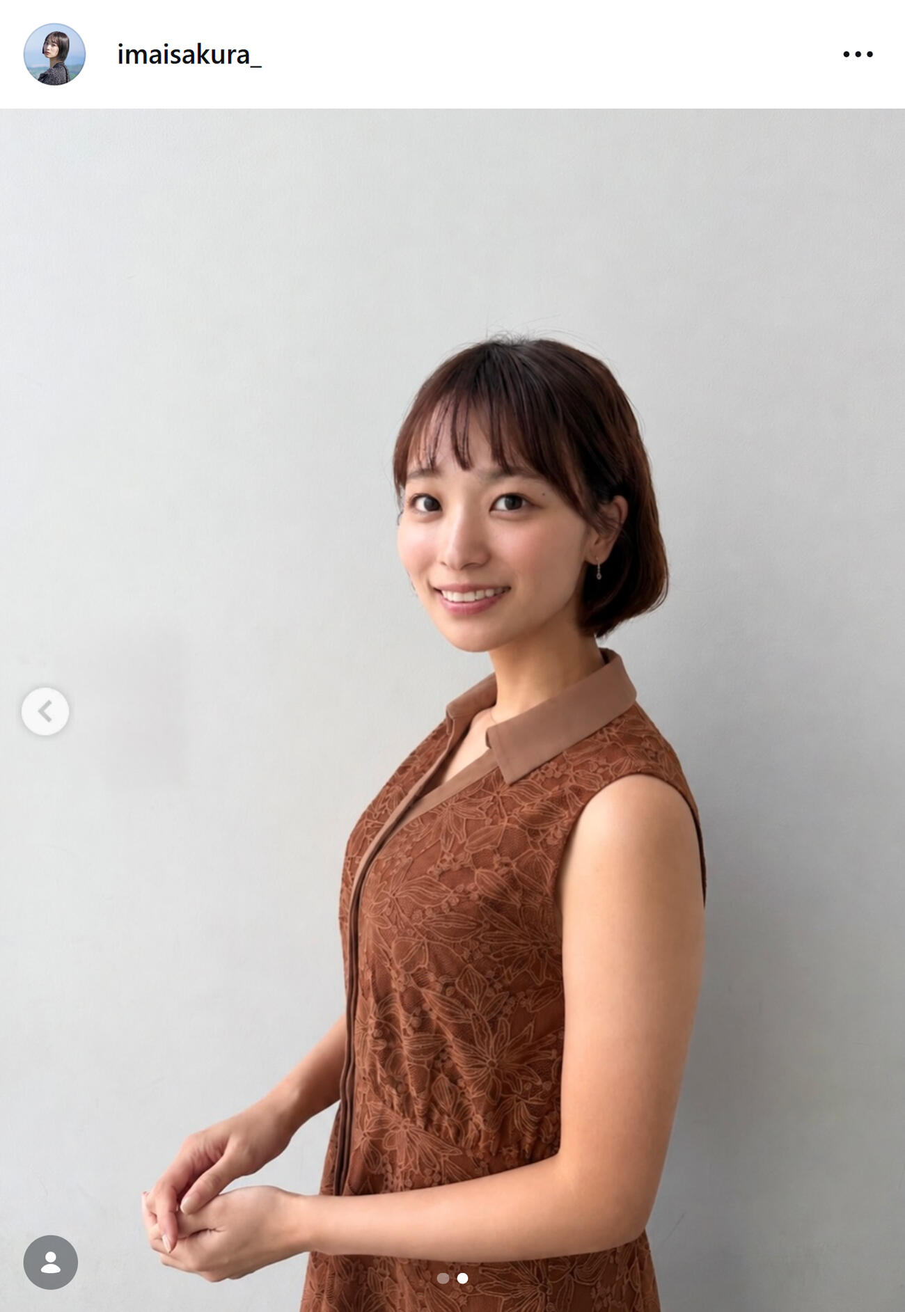 ノースリーブワンピ姿（今井春花さんのインスタグラムから）