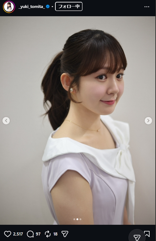 冨田有紀アナのインスタグラムから