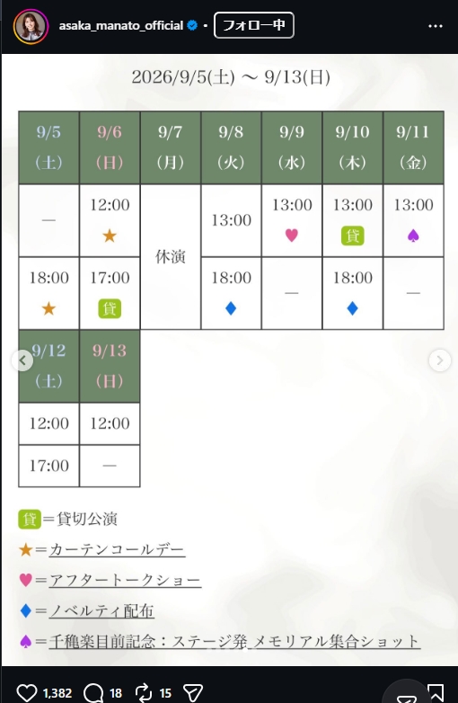 朝夏まなとのインスタグラムから