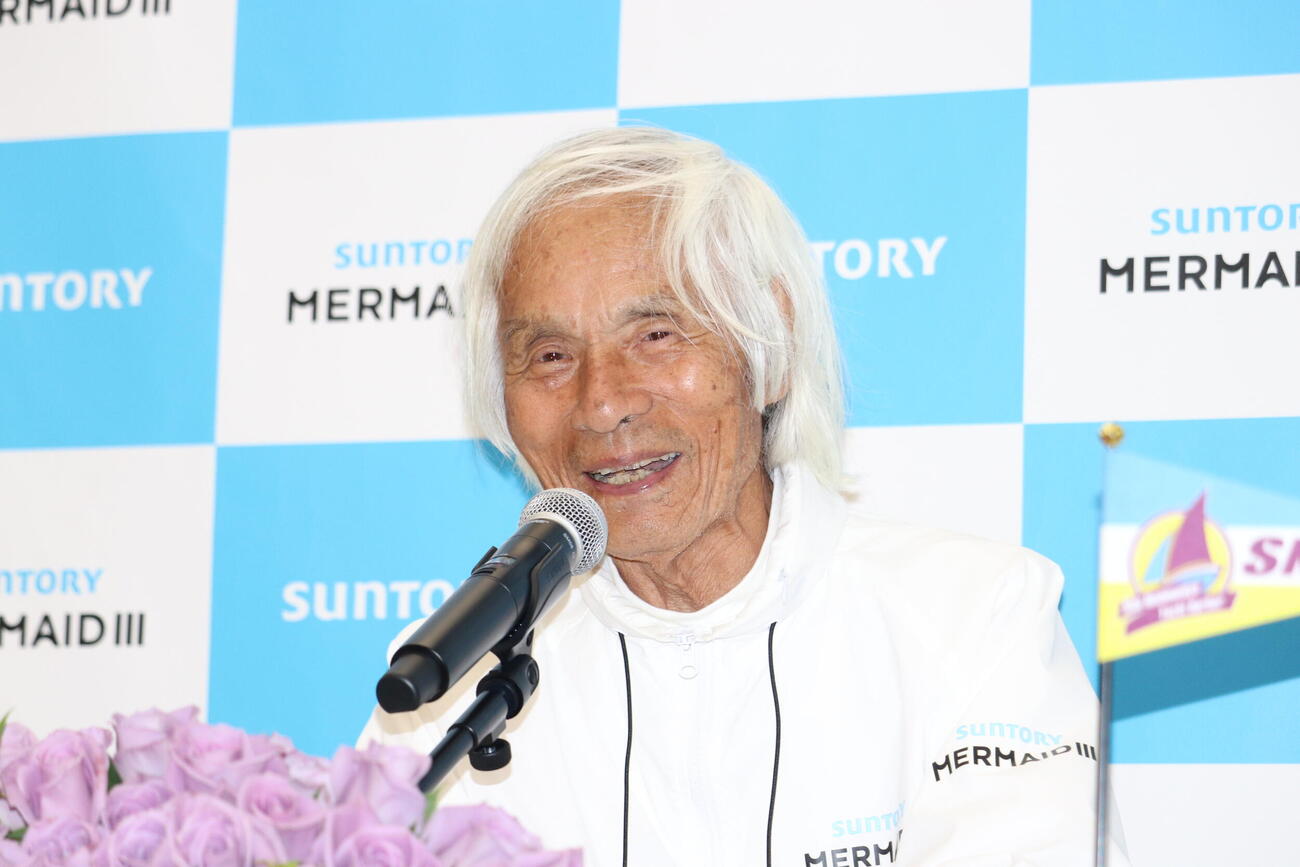 笑顔を見せる堀江謙一さん（2022年6月撮影）