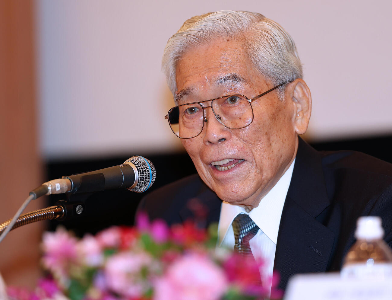 「高松宮殿下記念世界文化賞」受賞者発表記者会見に出席した選考委員の日本美術協会会長の日枝久氏（撮影・野上伸悟）