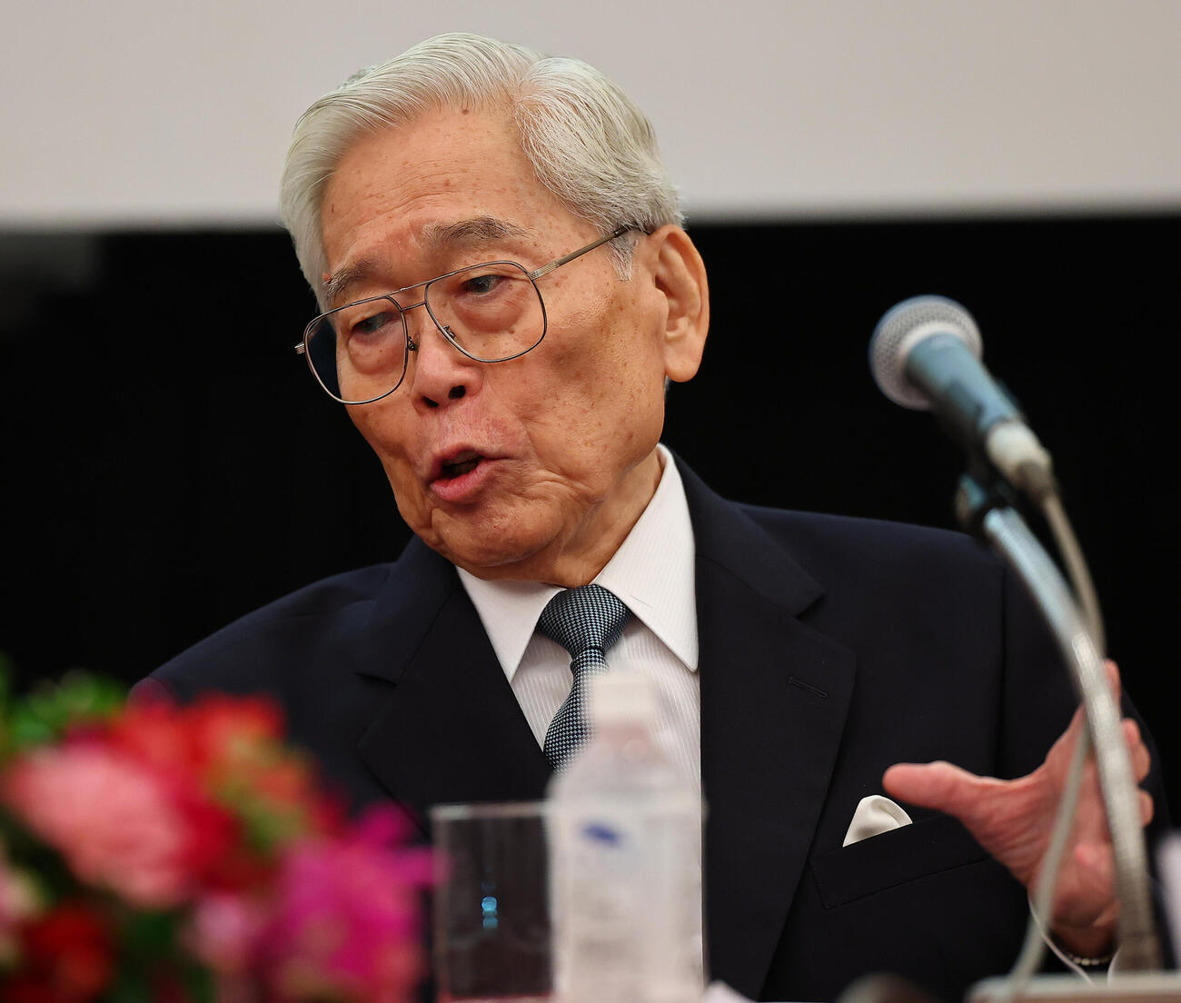 「高松宮殿下記念世界文化賞」受賞者発表記者会見に出席した選考委員の日本美術協会会長の日枝久氏（撮影・野上伸悟）