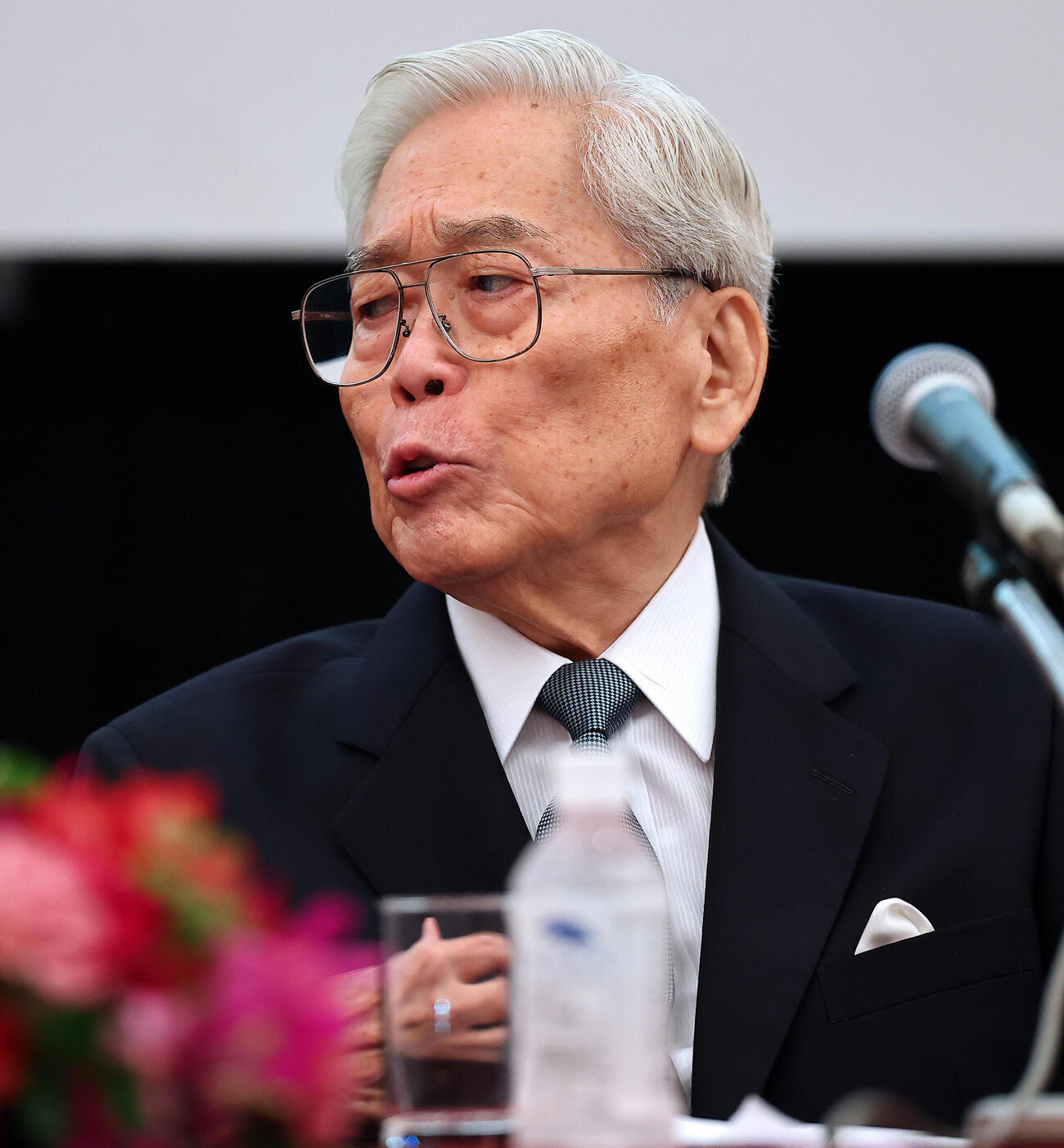 「高松宮殿下記念世界文化賞」受賞者発表記者会見に出席した選考委員の日本美術協会会長の日枝久氏（撮影・野上伸悟）