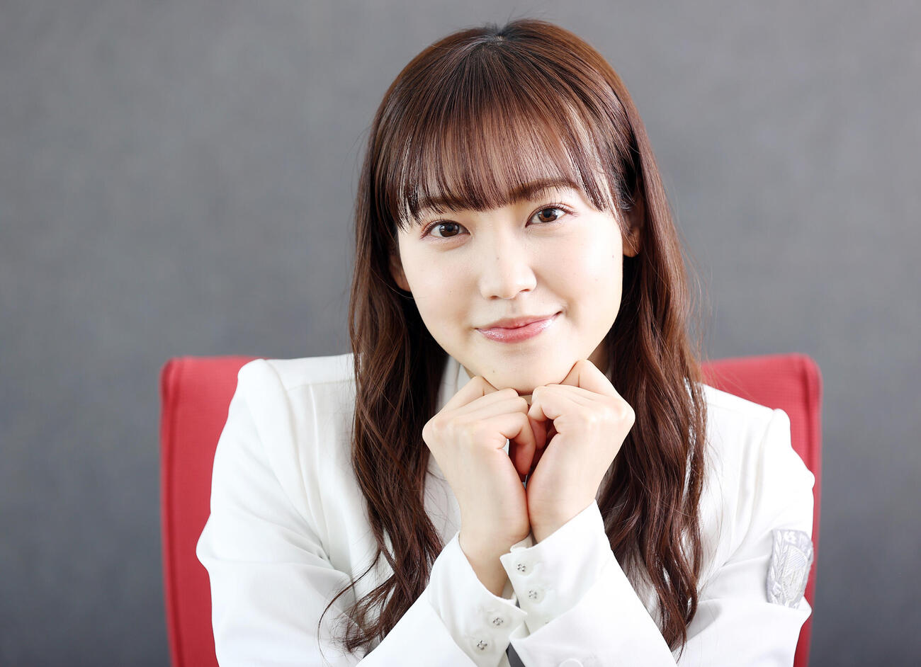 櫻坂46の副キャプテンとして意気込み新たに笑顔を見せる松田里奈（2021年1月撮影）