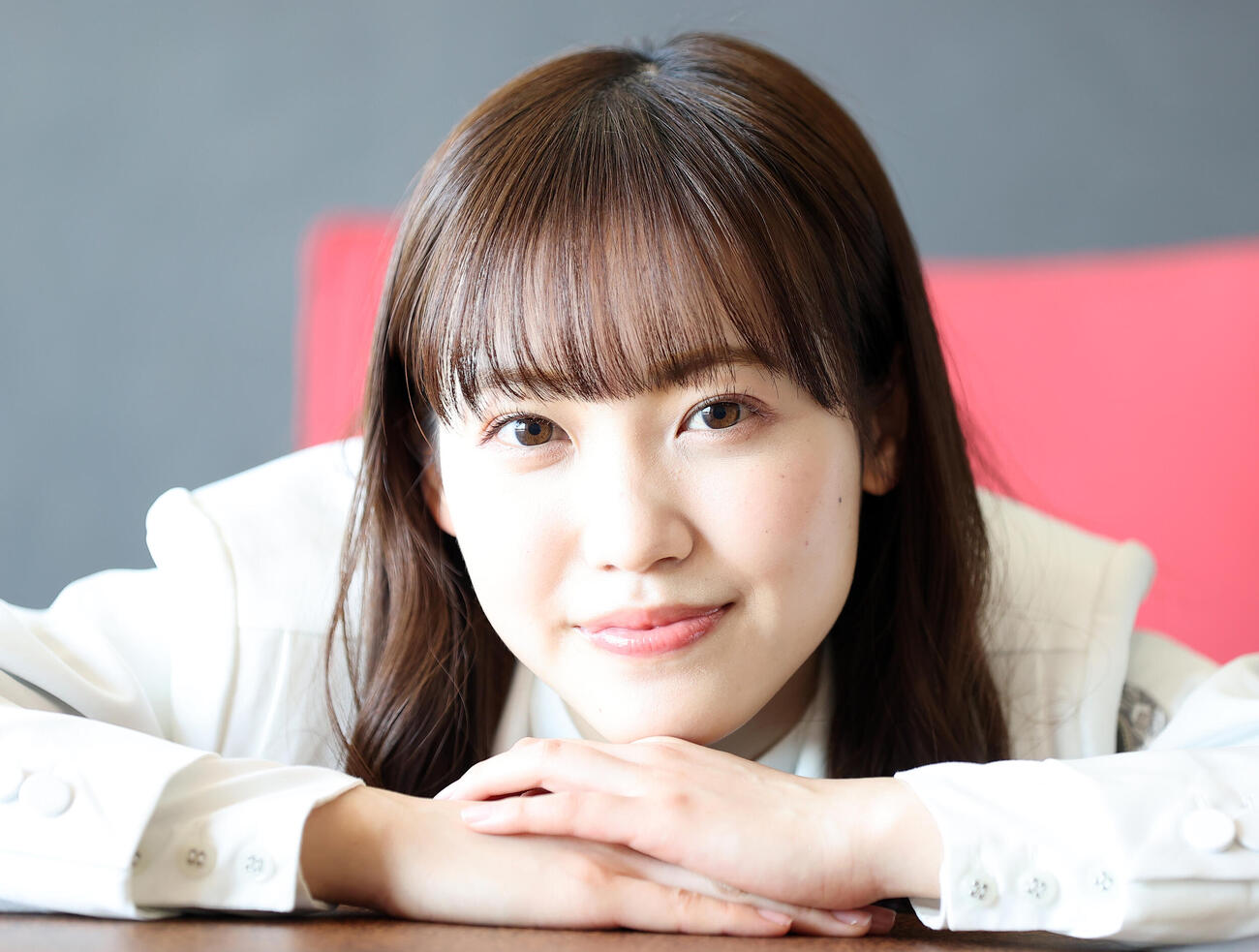 櫻坂46の副キャプテンとして意気込み新たに笑顔を見せる松田里奈（2021年1月撮影）