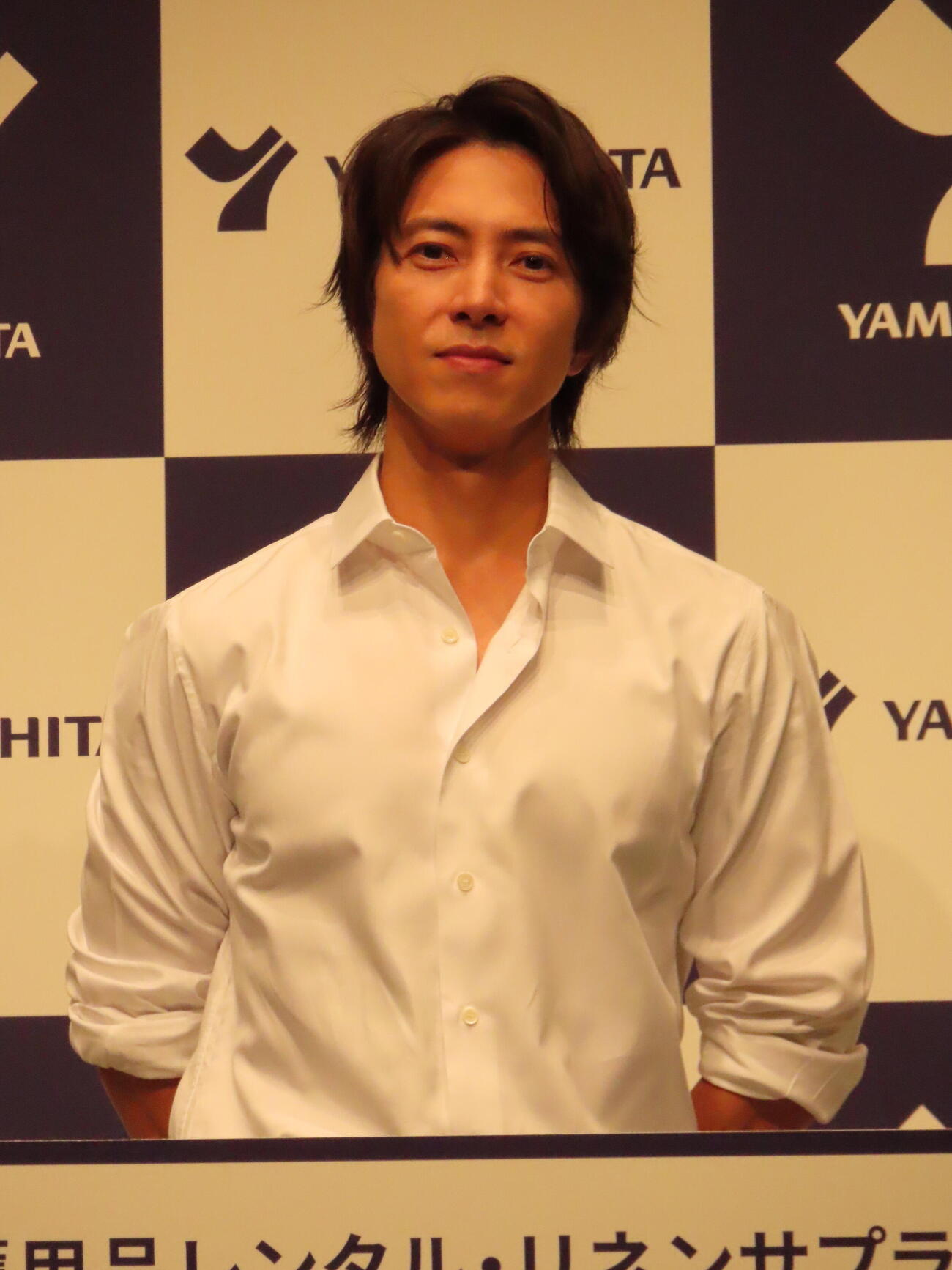 介護用品レンタル・リネンサプライ「ヤマシタ」新CM発表会に登壇した山下智久（撮影・鎌田良美）