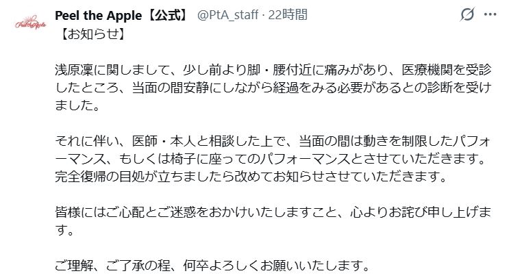 Peel the Appleの公式Xから