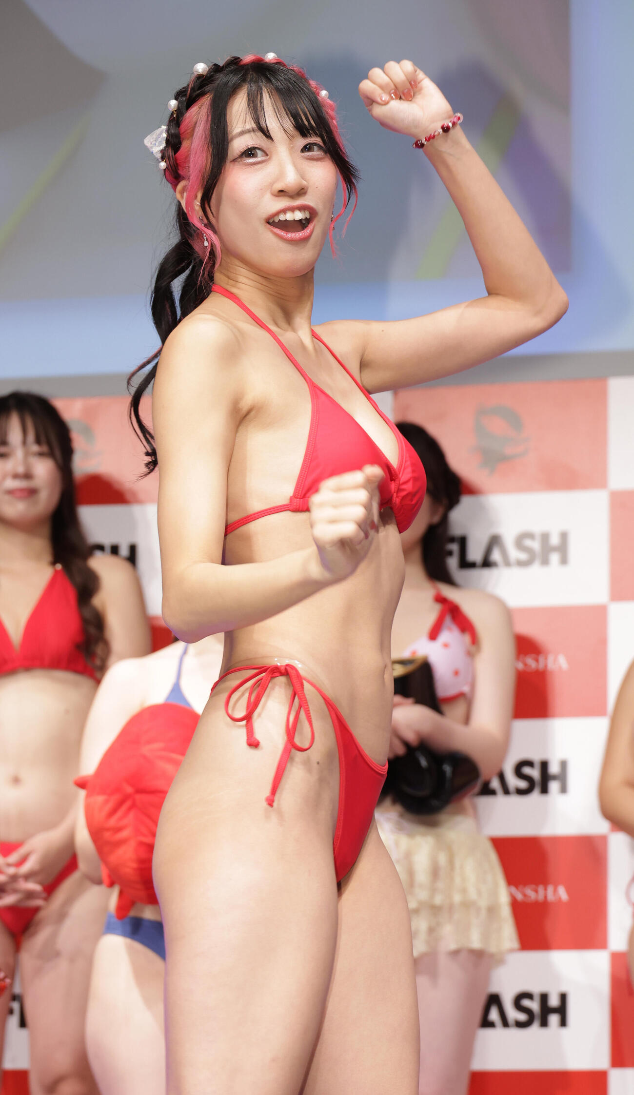 ミスFLASH2027ファイナリスト発表記者会見を行った明永凜花（撮影・中島郁夫）