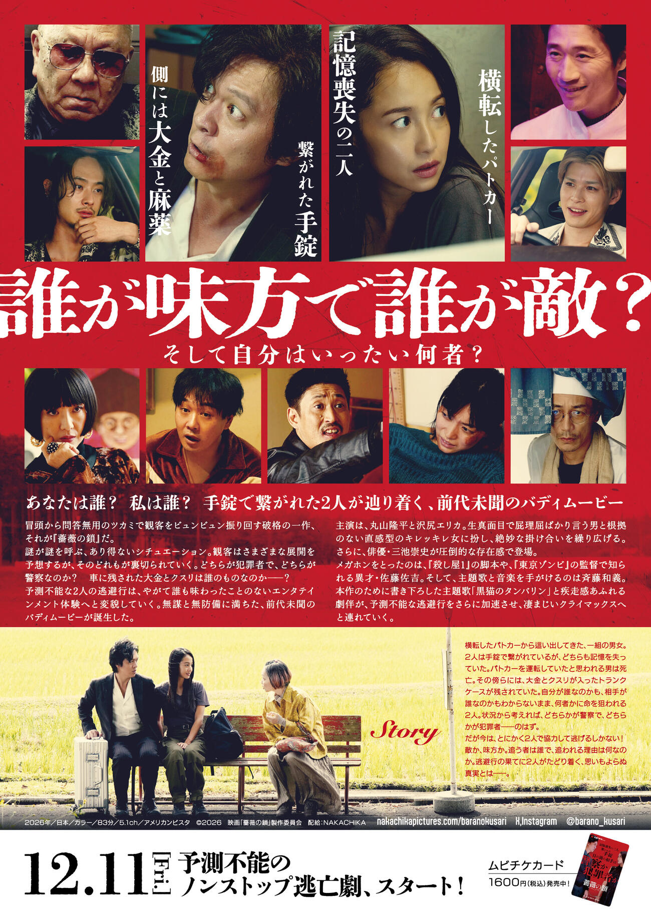 丸山隆平×沢尻エリカがダブル主演する映画「薔薇の鎖」本ビジュアル（C）2026映画「薔薇の鎖」製作委員会