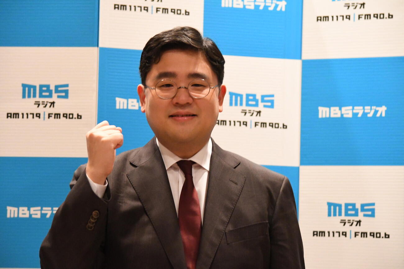 MBSの福島暢啓アナウンサー（撮影・阪口孝志）