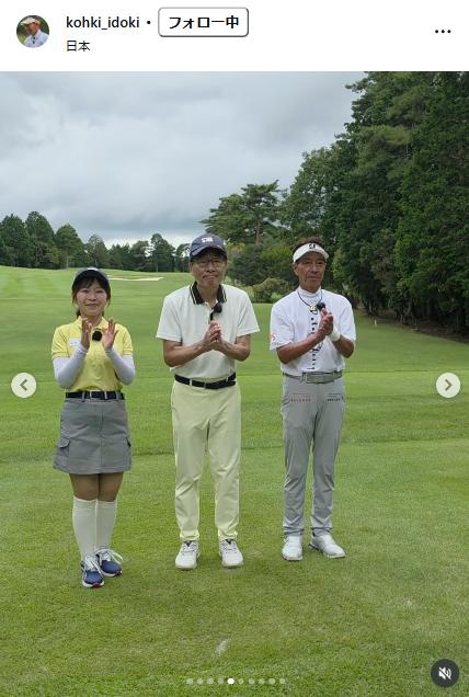 ゴルフ番組収録のようす（井戸木鴻樹のインスタグラムから）